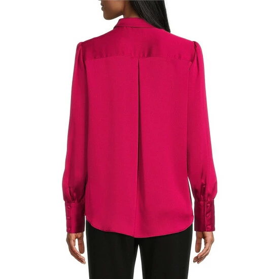 Discount 💯 Investments Petite Size Woven Long Sleeve Button Front Notch Collar Top Black ❤️ 8 Discount 💯 Investments Petite Size Woven Long Sleeve Button Front Notch Collar Top Black ❤️ - Image 8