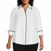 Wholesale ⭐ Investments Plus Size Taylor Gold Label Non-Iron Point Collar 3/4 Sleeve White Tipped Button Front 👕 Shirt 👏