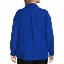 Best Sale 🎁 Investments Plus Size Olivia Point Collar Long Sleeve Button Front Roll-Tab Utility Blouse White 🛒 -Investments Shop unnamed file 453