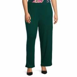 Buy 🌟 Investments Plus Size Soft Separates Coordinating Ribbed Knit Pull-On Straight Leg Pants Botanical Garden ✔️