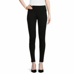 Deals ✨ Slim Factor By Investments No Waist Rhinestone Embellished Ponte Knit Leggings Black 🌟