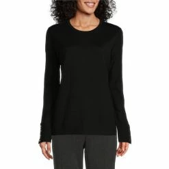 Best reviews of 🎁 Investments Petite Size Crew Neck Long Button Sleeve Sweater Mellow Rose 🥰