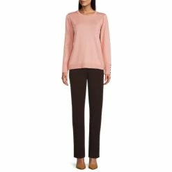 Best reviews of 🎁 Investments Petite Size Crew Neck Long Button Sleeve Sweater Mellow Rose 🥰 -Investments Shop unnamed file 503