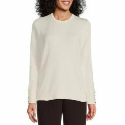 Best reviews of 🎁 Investments Petite Size Crew Neck Long Button Sleeve Sweater Mellow Rose 🥰 -Investments Shop unnamed file 506