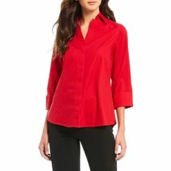 Wholesale 🛒 Investments Petite Size Taylor Gold Label Point Collar 3/4 Sleeve Button Front 👚 Shirt White ✔️ -Investments Shop unnamed file 515