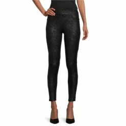 Deals ✔️ Slim Factor By Investments Foiled Lace Print Classic Waist Ponte Knit Leggings Lace Foil 💯