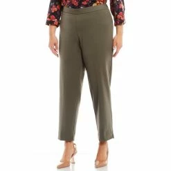 Discount 👍 Investments Plus Size The 5th AVE Fit Side Zip Stretch Tummy Control Slim Leg Pants Ant Green ⌛ -Investments Shop unnamed file 538