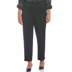 Discount 👍 Investments Plus Size The 5th AVE Fit Side Zip Stretch Tummy Control Slim Leg Pants Ant Green ⌛ -Investments Shop unnamed file 541