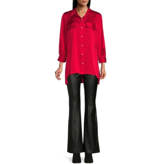 Cheap β Slim Factor By Investments Rich Red Puff Sleeve Button Front Satin Blouse π 3 Cheap β Slim Factor By Investments Rich Red Puff Sleeve Button Front Satin Blouse π - Image 3