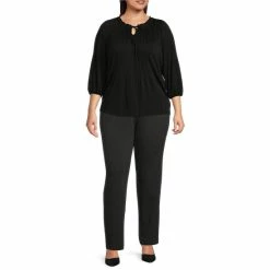 Discount 👍 Investments Plus Size The 5TH AVE Fit Straight Leg Pants Charcoal 🔔 -Investments Shop unnamed file 57