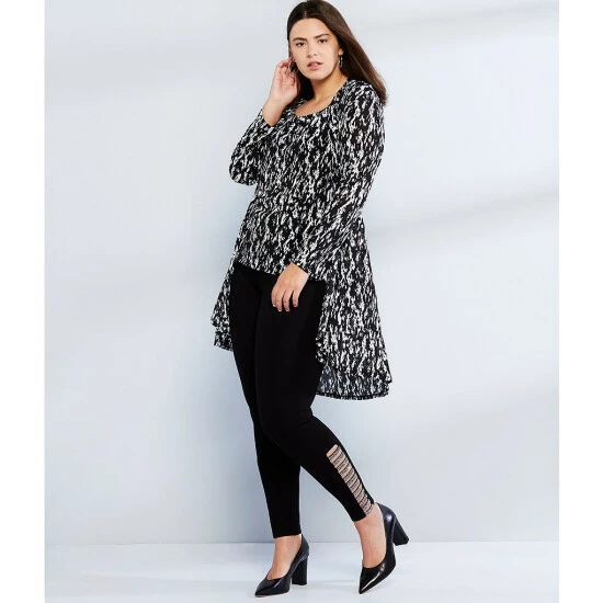 Cheap 🛒 Slim Factor By Investments Plus Size Ponte Knit Classic Waist Embellished Ladder Hem Leggings Black ❤️ 4 Cheap 🛒 Slim Factor By Investments Plus Size Ponte Knit Classic Waist Embellished Ladder Hem Leggings Black ❤️ - Image 4