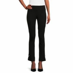 New 🎁 Slim Factor By Investments No Waist Ankle Pearl Bar Trim Ponte Pants Black 👍