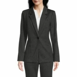 Top 10 ⌛ Investments Signature Ponte Black And White Tweed Long Sleeve One Button Blazer Black White Tweed ✔️