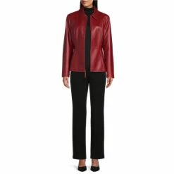 Best Sale 🎉 Investments Genuine Lamb Leather Point Collar Long Sleeve Zip Front Jacket Ruby Red 💯 14 Best Sale 🎉 Investments Genuine Lamb Leather Point Collar Long Sleeve Zip Front Jacket Ruby Red 💯 -Investments Shop unnamed file 6