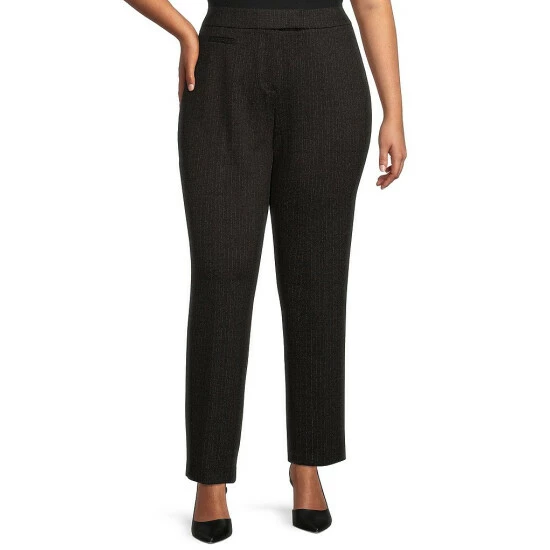 Best Pirce 💯 Investments Plus Size The 5TH AVE Fit Straight Leg Herringbone Flat Front Two-Way Stretch Pants Black/white Herringbone 👏 1 Best Pirce 💯 Investments Plus Size The 5TH AVE Fit Straight Leg Herringbone Flat Front Two-Way Stretch Pants Black/white Herringbone 👏