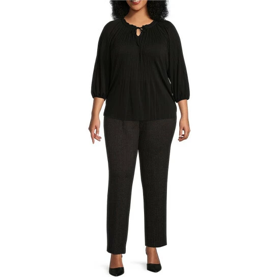 Best Pirce 💯 Investments Plus Size The 5TH AVE Fit Straight Leg Herringbone Flat Front Two-Way Stretch Pants Black/white Herringbone 👏 3 Best Pirce 💯 Investments Plus Size The 5TH AVE Fit Straight Leg Herringbone Flat Front Two-Way Stretch Pants Black/white Herringbone 👏 - Image 3