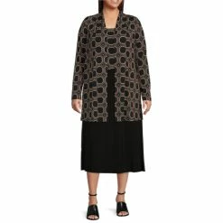Best Sale 😀 Investments Plus Size Soft Separates Pull-On Paneled Midi 👗 Skirt Black 👏 -Investments Shop unnamed file 610