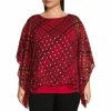 Brand new 😉 Slim Factor By Investments Plus Size Red Plaid Print Round Neck 3/4 Sleeve Poncho Red Black Plaid 🎁