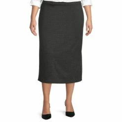 New 🌟 Investments Plus Size Signature Ponte Black White Tweed Slimming Panel Coordinating Straight 👗 Skirt 😉