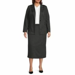 New 🌟 Investments Plus Size Signature Ponte Black White Tweed Slimming Panel Coordinating Straight 👗 Skirt 😉 -Investments Shop unnamed file 643