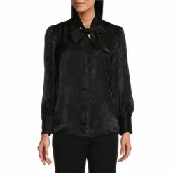 Budget 🎉 Investments Petite Size Long Sleeve Tie Y-Neck Button Front Top Gilded Beige 🧨 -Investments Shop unnamed file 661