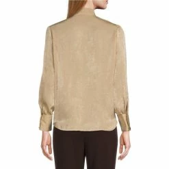 Budget 🎉 Investments Petite Size Long Sleeve Tie Y-Neck Button Front Top Gilded Beige 🧨 -Investments Shop unnamed file 665