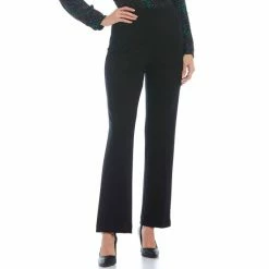 Discount 🔔 Investments Signature Ponte Knit Straight Leg High Rise Pull-On Pants Black 🧨