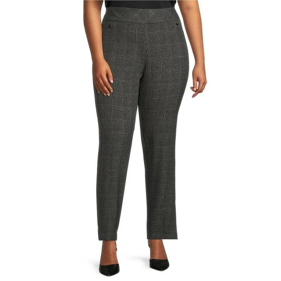 Wholesale 🔥 Investments Plus Size The PARK AVE Fit Stretch Plaid Straight Leg Pull-On Pants Black/white Plaid 👍 1 Wholesale 🔥 Investments Plus Size The PARK AVE Fit Stretch Plaid Straight Leg Pull-On Pants Black/white Plaid 👍