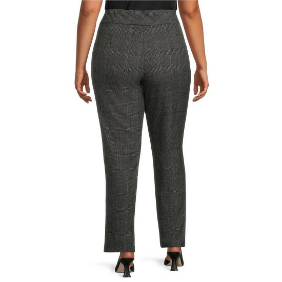 Wholesale 🔥 Investments Plus Size The PARK AVE Fit Stretch Plaid Straight Leg Pull-On Pants Black/white Plaid 👍 2 Wholesale 🔥 Investments Plus Size The PARK AVE Fit Stretch Plaid Straight Leg Pull-On Pants Black/white Plaid 👍 - Image 2
