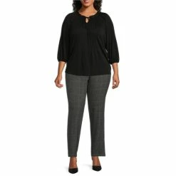 Wholesale 🔥 Investments Plus Size The PARK AVE Fit Stretch Plaid Straight Leg Pull-On Pants Black/white Plaid 👍 5 Wholesale 🔥 Investments Plus Size The PARK AVE Fit Stretch Plaid Straight Leg Pull-On Pants Black/white Plaid 👍 -Investments Shop unnamed file 710
