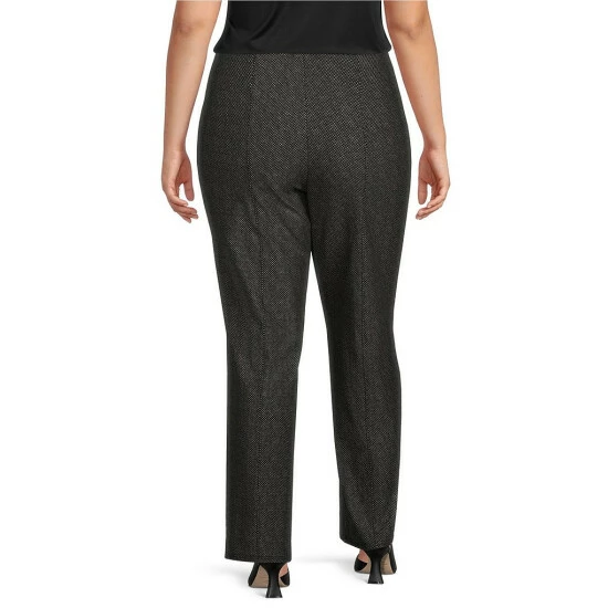 Deals ⭐ Slim Factor By Investments Plus Size Speckle Print No Waist Slim Straight Ponte Knit Pants Black Speckle ⌛ 2 Deals ⭐ Slim Factor By Investments Plus Size Speckle Print No Waist Slim Straight Ponte Knit Pants Black Speckle ⌛ - Image 2