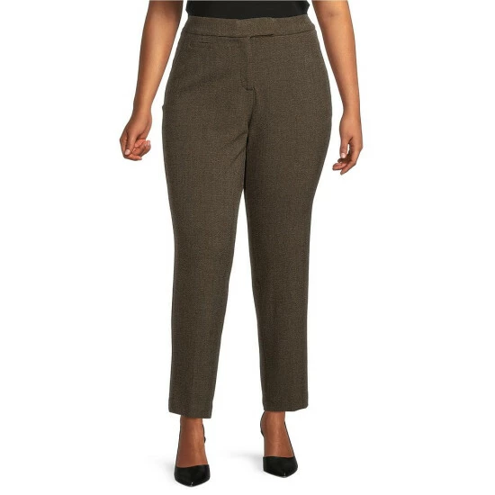 Cheapest ❤️ Investments Plus Size 5TH AVE Fit Straight Leg Stretch Tweed Pants Brown Tweed 🎁 1 Cheapest ❤️ Investments Plus Size 5TH AVE Fit Straight Leg Stretch Tweed Pants Brown Tweed 🎁