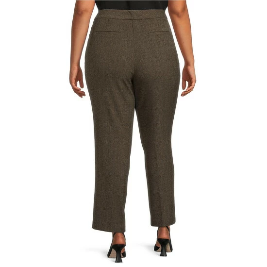 Cheapest ❤️ Investments Plus Size 5TH AVE Fit Straight Leg Stretch Tweed Pants Brown Tweed 🎁 2 Cheapest ❤️ Investments Plus Size 5TH AVE Fit Straight Leg Stretch Tweed Pants Brown Tweed 🎁 - Image 2