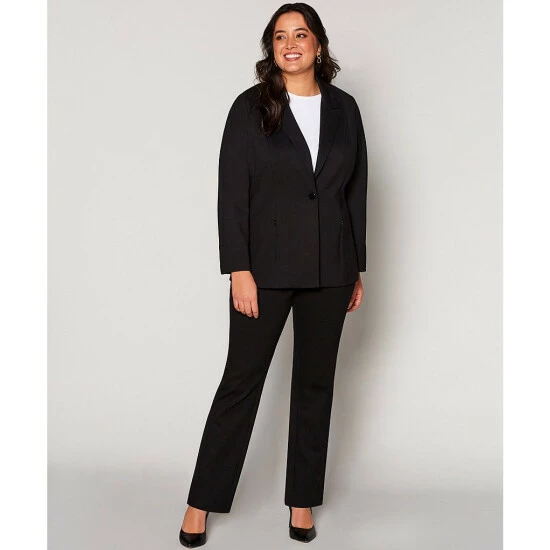 Best Pirce ๐งจ Investments Plus Size Signature Ponte Notch Lapel Long Sleeve One Button Blazer Black ๐งจ 4 Best Pirce ๐งจ Investments Plus Size Signature Ponte Notch Lapel Long Sleeve One Button Blazer Black ๐งจ - Image 4