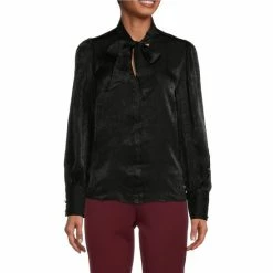 Flash Sale 🤩 Investments Long Sleeve Bow Tie Detail Y-Neck Button Front Top Gilded Beige 🎉 -Investments Shop unnamed file 737