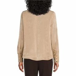 Flash Sale 🤩 Investments Long Sleeve Bow Tie Detail Y-Neck Button Front Top Gilded Beige 🎉 -Investments Shop unnamed file 741