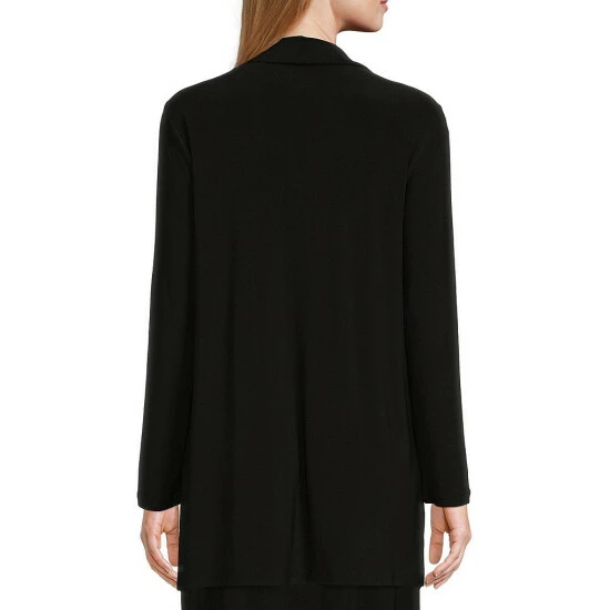 Flash Sale 👍 Investments Petite Size Soft Separates Long Sleeve Side Slit Open Front Jacket Black ❤️ 2 Flash Sale 👍 Investments Petite Size Soft Separates Long Sleeve Side Slit Open Front Jacket Black ❤️ - Image 2