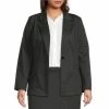 Best Sale 🥰 Investments Plus Size Signature Ponte Black White Tweed Print Long Sleeve One Button Coordinating Blazer 👏