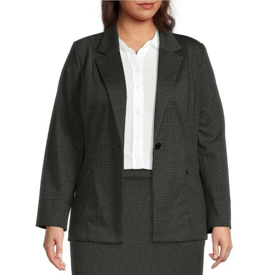Best Sale ๐ฅฐ Investments Plus Size Signature Ponte Black White Tweed Print Long Sleeve One Button Coordinating Blazer ๐ 1 Best Sale ๐ฅฐ Investments Plus Size Signature Ponte Black White Tweed Print Long Sleeve One Button Coordinating Blazer ๐