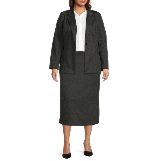 Best Sale ๐ฅฐ Investments Plus Size Signature Ponte Black White Tweed Print Long Sleeve One Button Coordinating Blazer ๐ 3 Best Sale ๐ฅฐ Investments Plus Size Signature Ponte Black White Tweed Print Long Sleeve One Button Coordinating Blazer ๐ - Image 3