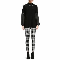 Flash Sale 🌟 Slim Factor By Investments Pearl Embellished Mock Neck Long Sleeve Top Black 🔥 -Investments Shop unnamed file 782