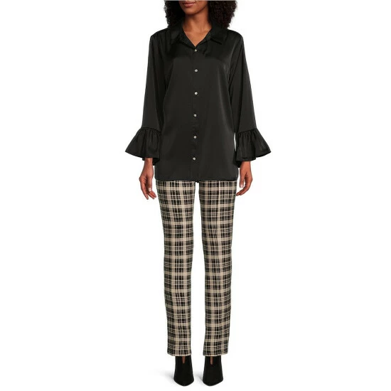 Deals 😉 Slim Factor By Investments Plaid Print No Waist Slim Straight Ponte Knit Pants Spring Plaid 👍 3 Deals 😉 Slim Factor By Investments Plaid Print No Waist Slim Straight Ponte Knit Pants Spring Plaid 👍 - Image 3