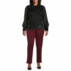 Brand new ✔️ Investments Plus Size Twilight Night Long Sleeve Tie Y-Neck Button Front Top 💯 -Investments Shop unnamed file 802