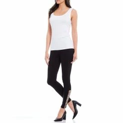 Discount ✔️ Slim Factor By Investments Ponte Knit Classic Waist Embellished Ladder Hem Leggings Black 😀 -Investments Shop unnamed file 811