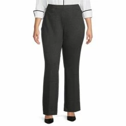 Best Pirce 😉 Investments Plus Size Signature Ponte Black And White Tweed Straight Leg High Rise Coordinating Pull-On Pants Black White Tweed 👍