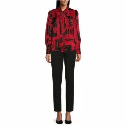 Budget ⌛ Investments Blocked Patchwork Long Sleeve Tie Y-Neck Button Front Blouse 🔔 -Investments Shop unnamed file 832