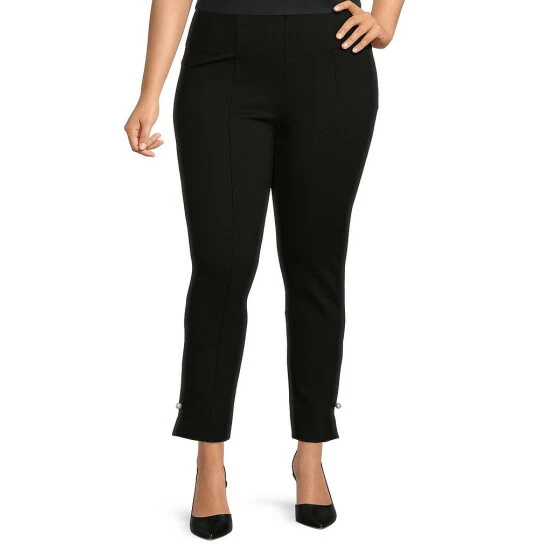 Cheap π Slim Factor By Investments Plus Size No Waist Pearl Bar Trim Straight Leg Ankle Ponte Pants Black π 1 Cheap π Slim Factor By Investments Plus Size No Waist Pearl Bar Trim Straight Leg Ankle Ponte Pants Black π