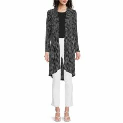 New 🥰 Slim Factor By Investments Long Sleeve Open Front Geometric Print Mesh Cardigan Mini Geometric 👍 -Investments Shop unnamed file 847