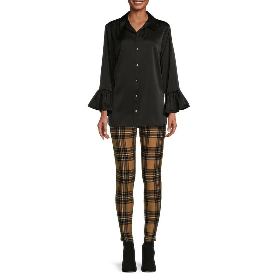 Best Sale ⌛ Slim Factor By Investments 3/4 Ruffle Sleeve Rhinestone Button Front Blouse Black 🔔 3 Best Sale ⌛ Slim Factor By Investments 3/4 Ruffle Sleeve Rhinestone Button Front Blouse Black 🔔 - Image 3