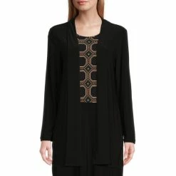 Best Sale 😍 Investments Soft Separates Long Sleeve Open Front Jacket Black 😉